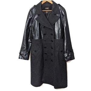Danier Coat Double Breasted Wool and Leather L
